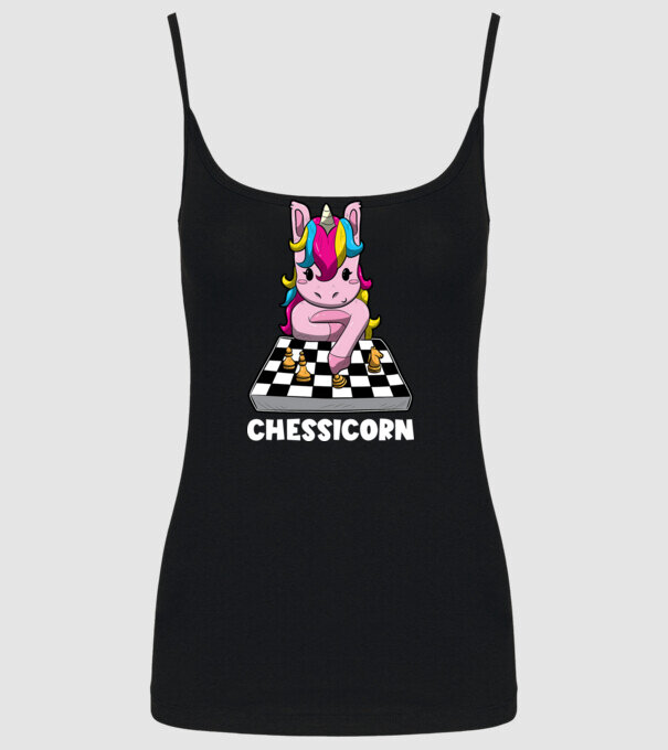 Chessicorn model negru pe tricou