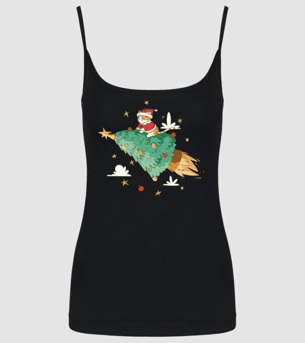 Christmas cat model negru pe tricou