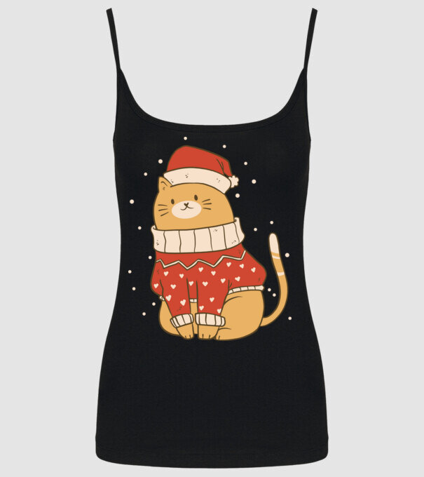 Christmas cat model negru pe tricou