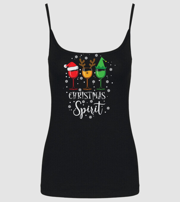 Christmas spirit wine model negru pe tricou
