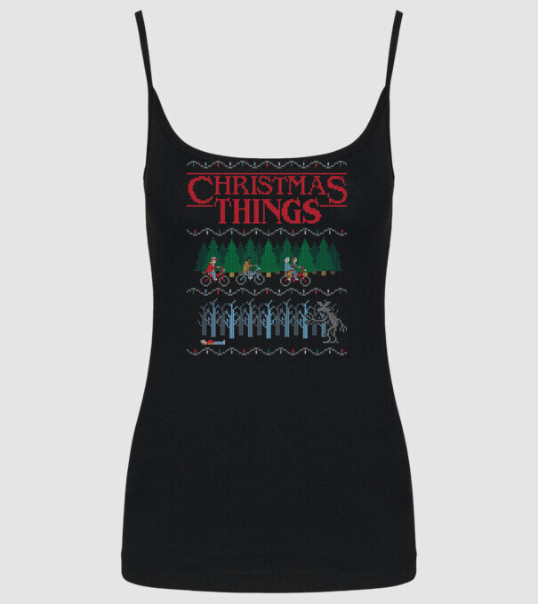 christmas things ugly sweater model negru pe tricou
