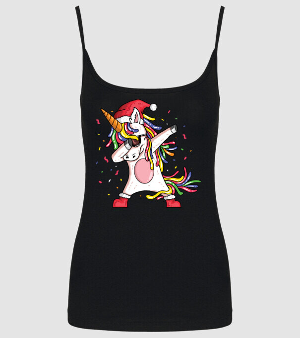Christmas unicorn dab model negru pe tricou