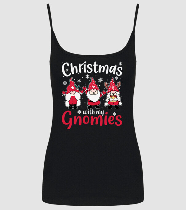 Christmas with my gnomies model negru pe tricou