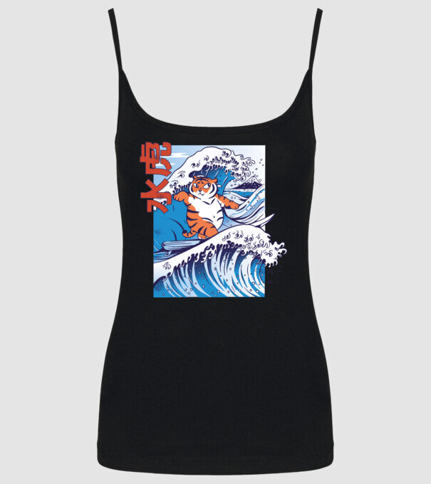 Chubby Surfer Tiger model negru pe tricou