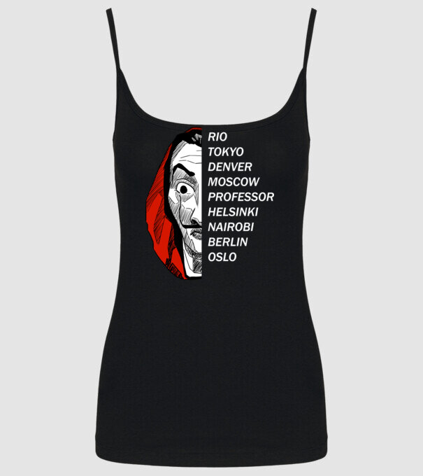 classic logo money heist model negru pe tricou