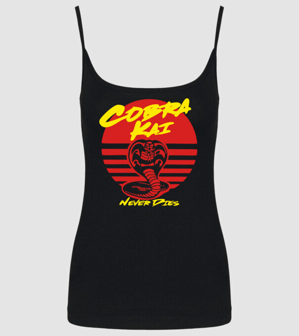 cobra kai sunset logo model negru pe tricou