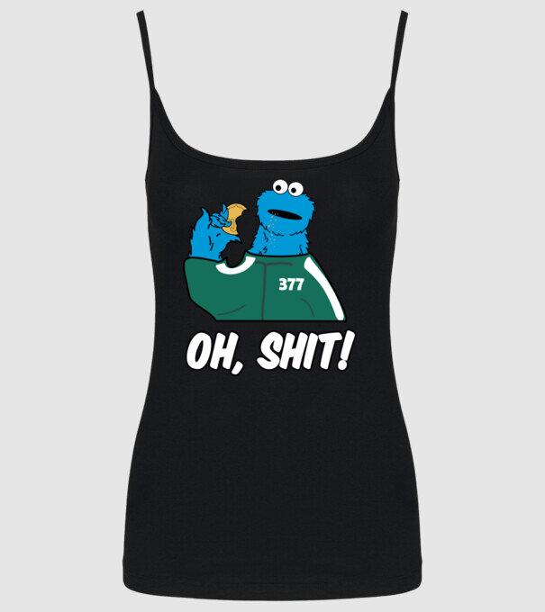 cookie monster squid game parody model negru pe tricou