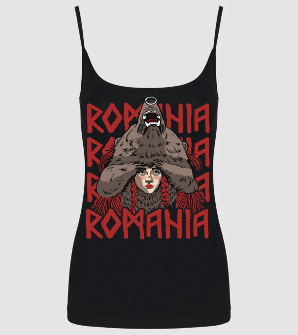 Dansul Ursului romania model negru pe tricou