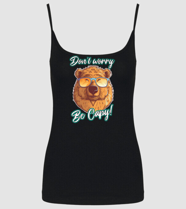 Don't worry be Capy model negru pe tricou