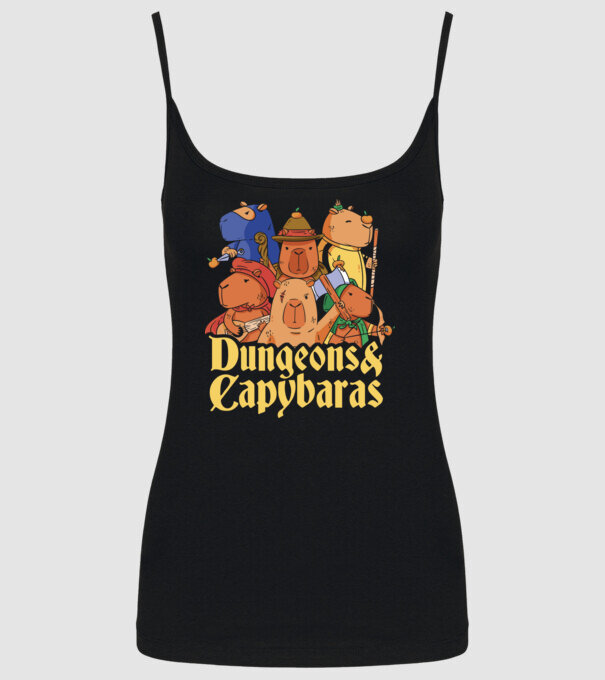 Dungeons and Capybaras model negru pe tricou