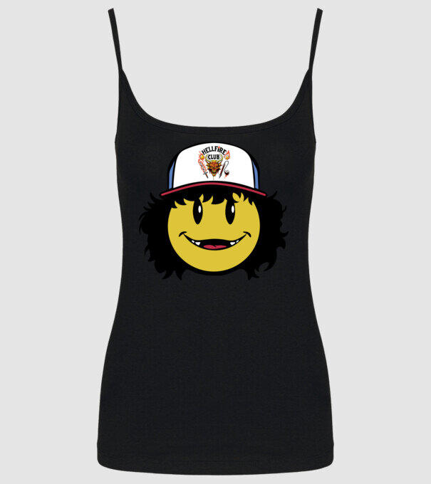 dustinhappyface model negru pe tricou