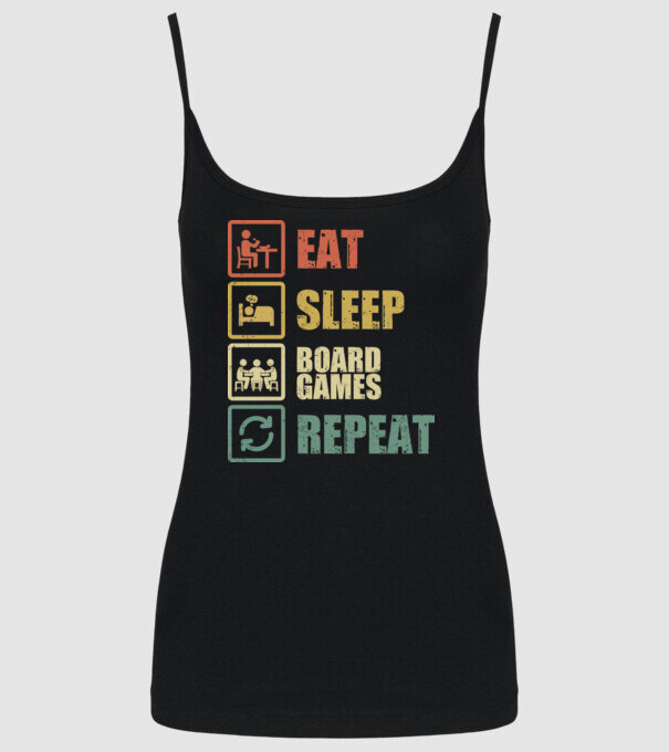 eat sleep Board Games repeat model negru pe tricou