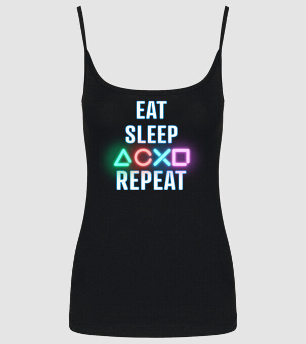 Eat sleep PS model negru pe tricou