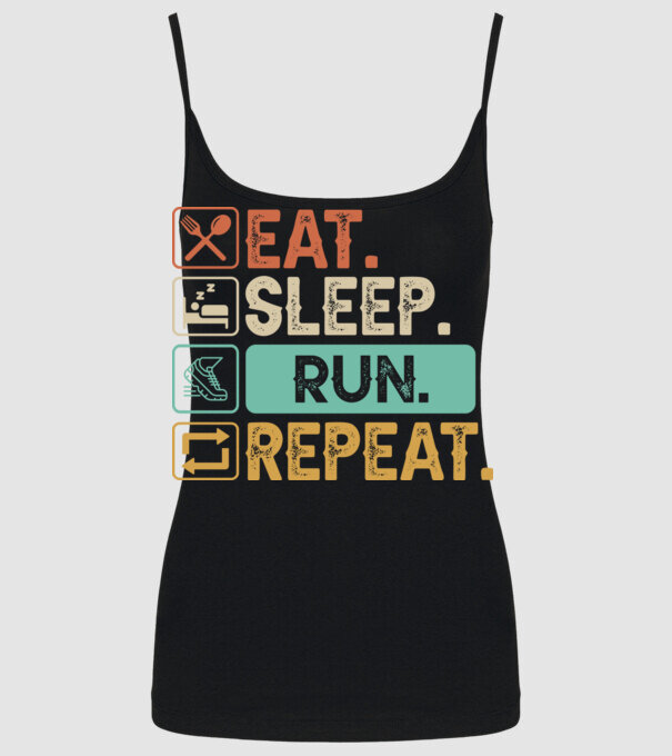 Eat Sleep Run Repeat model negru pe tricou