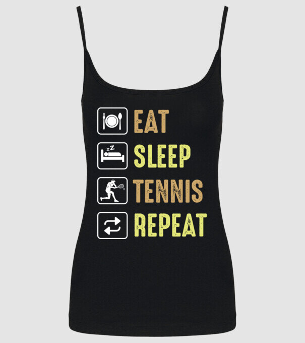 eat sleep tennis repeat model negru pe tricou