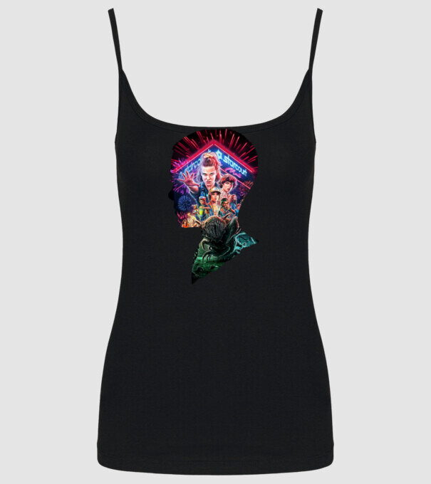 eleven poster head model negru pe tricou