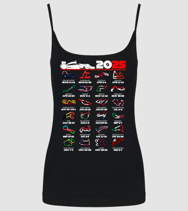 F1 calendar 2025 Negru model negru pe tricou