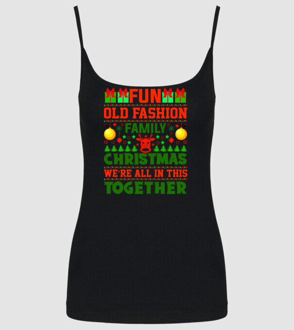 fun old fashion family christmas model negru pe tricou