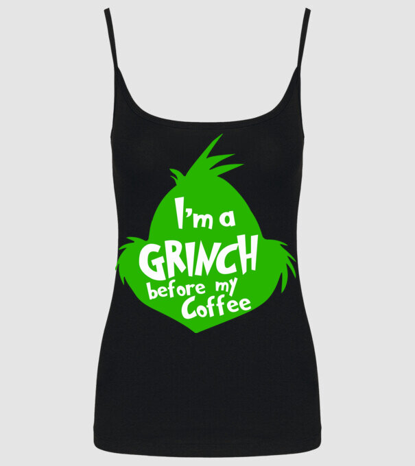 Grinch before coffee model negru pe tricou