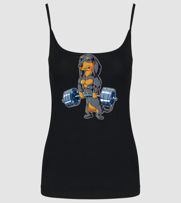 Gym teckel model negru pe tricou
