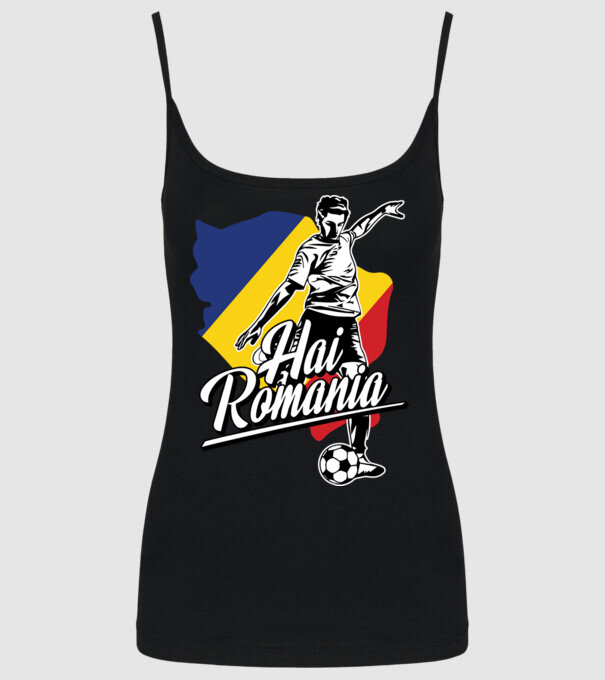 Hai romania fotbal model negru pe tricou