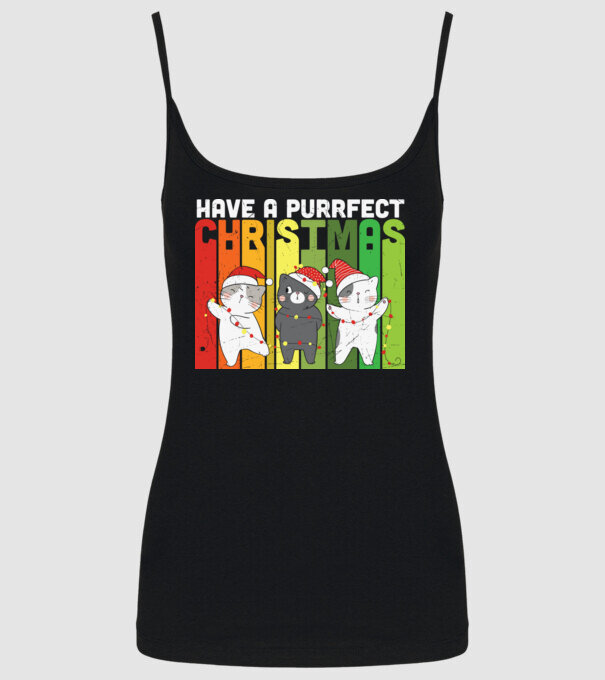 Have a purrfect christmas model negru pe tricou
