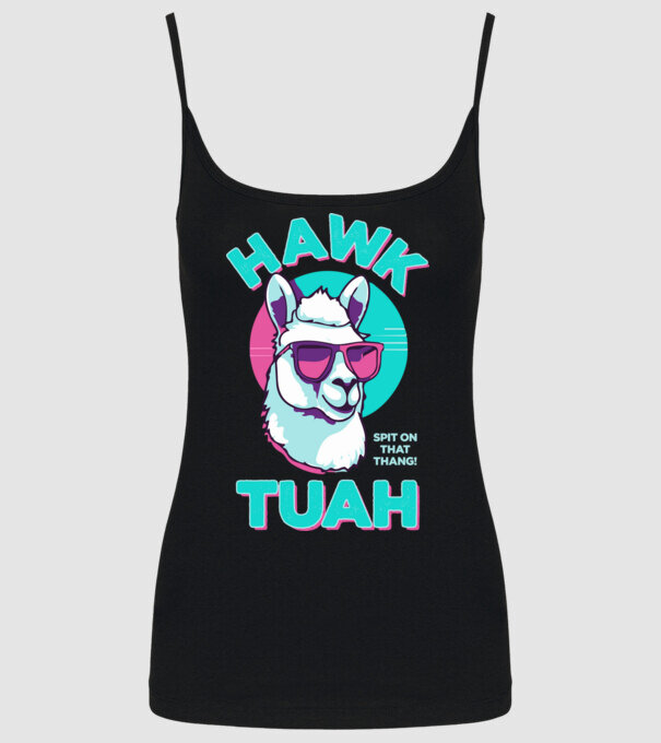 Hawk tuah llama retro sunglasses model negru pe tricou