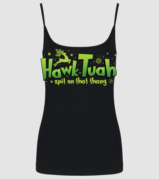 Hawk tuah xmas model negru pe tricou
