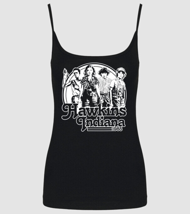 hawkins indiana stranger things2 model negru pe tricou