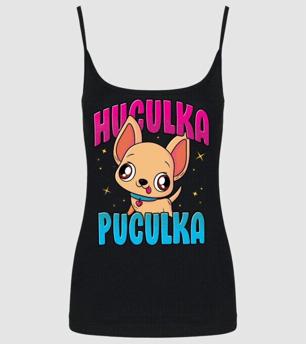 Huculka Puculka chivava model negru pe tricou