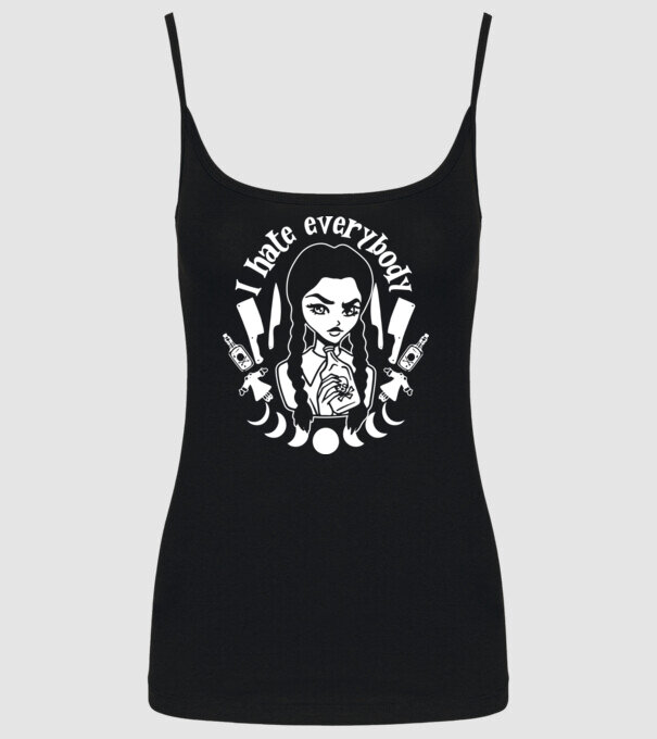 I hate everybody cartoon model negru pe tricou