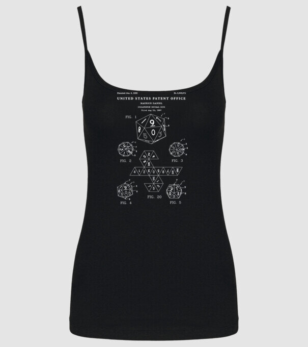 Icosahedron decimal dice patent model negru pe tricou
