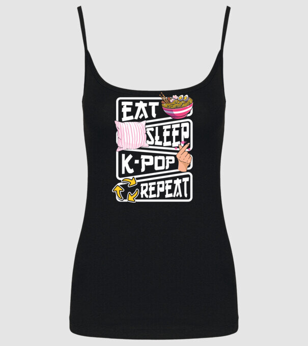 K-POP EAT SLEEP model negru pe tricou