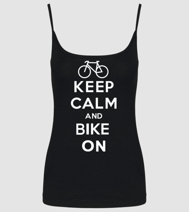 Keep calm and bike on model negru pe tricou