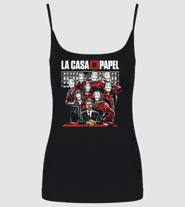 La casa de papel grupo model negru pe tricou