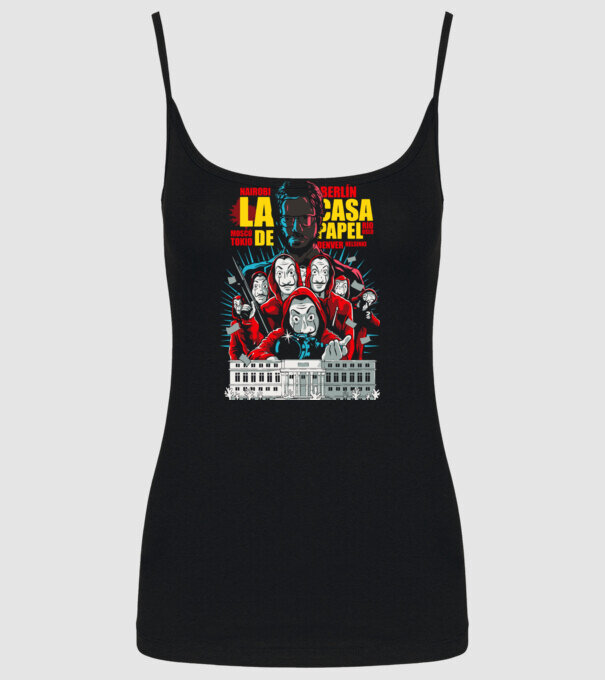 La casa de papel ilutración model negru pe tricou