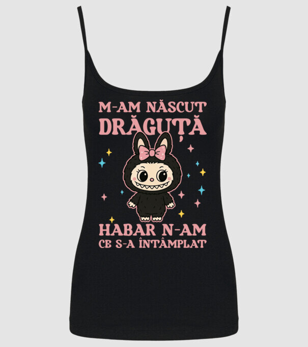 M-am născut drăguță model negru pe tricou