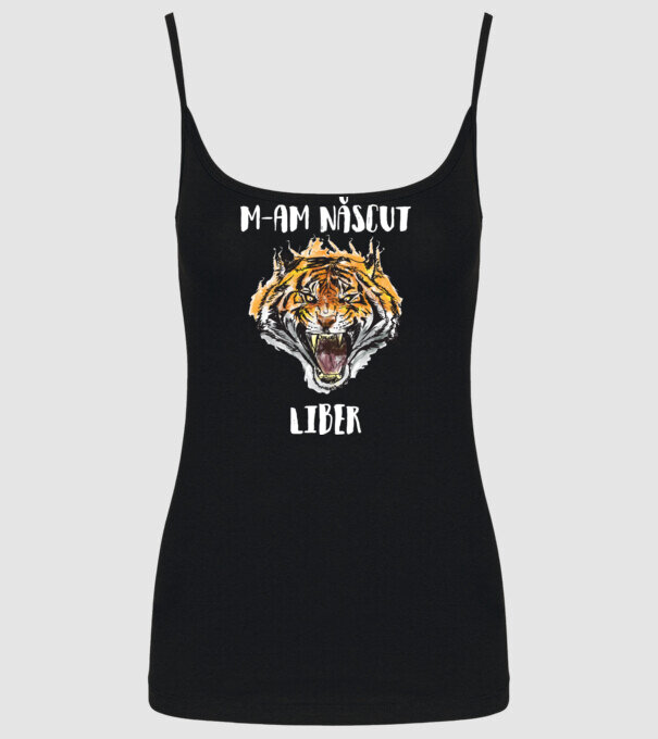 m-am născut liber model negru pe tricou
