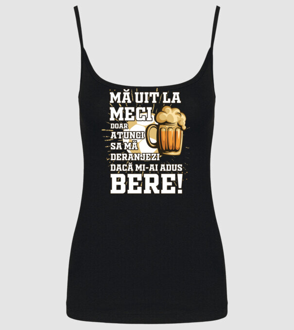 Mă uit la meci model negru pe tricou