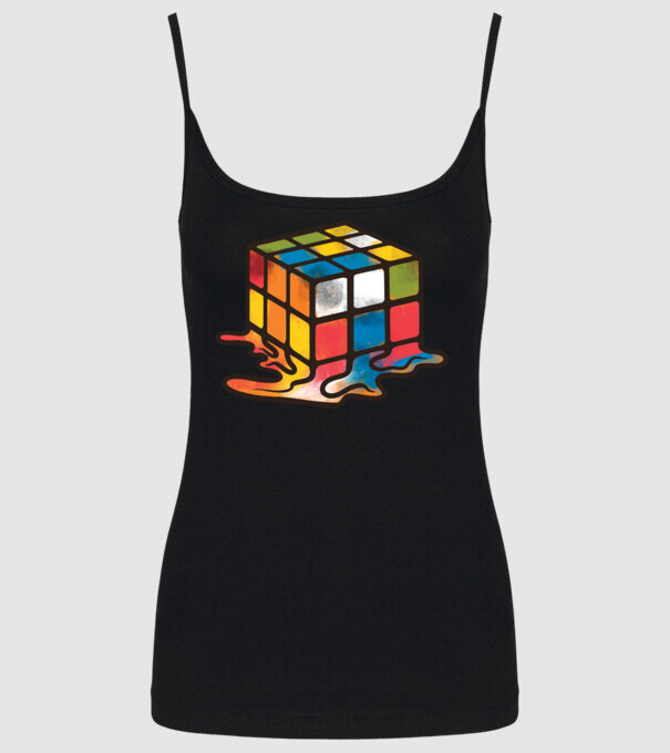 Melted Rubik model negru pe tricou
