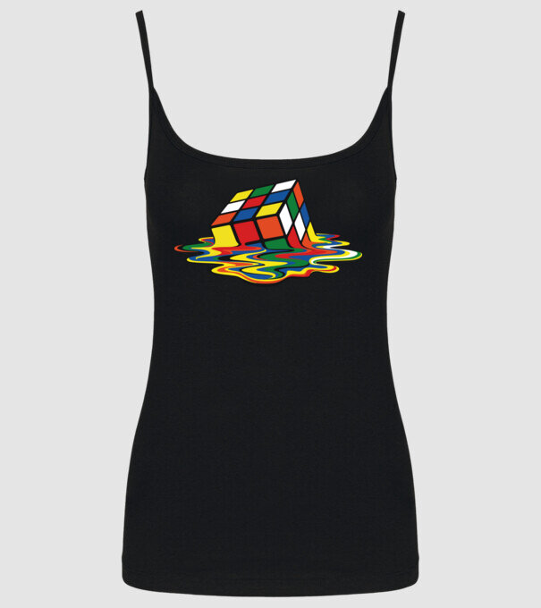 Melting Rubik model negru pe tricou