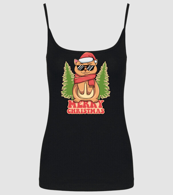 Merry christmas cat model negru pe tricou