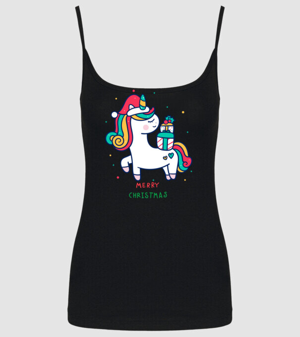 merry christmas unicorn model negru pe tricou