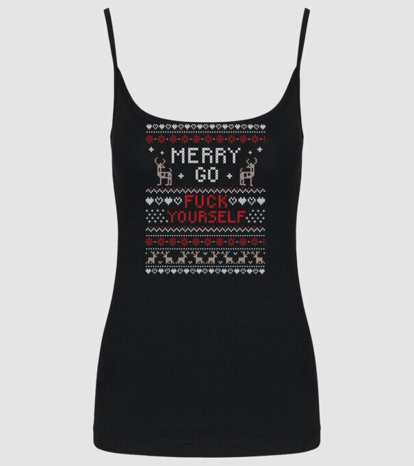 Merry go f-ck yourself model negru pe tricou