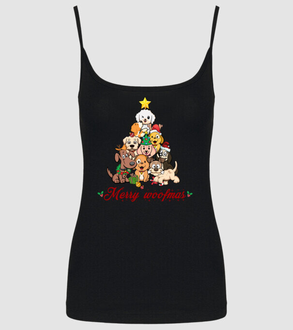 Merry woofmas model negru pe tricou