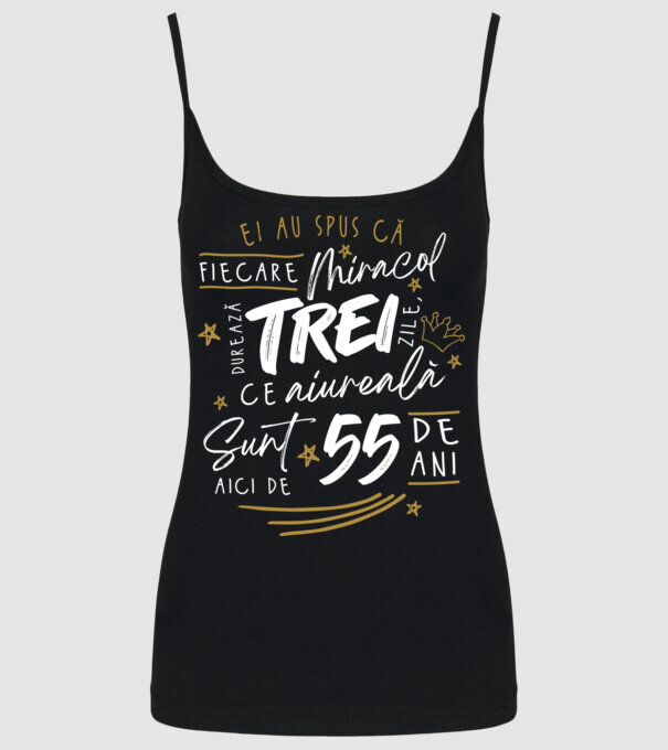 Miracol durează trei 55 de ani model negru pe tricou