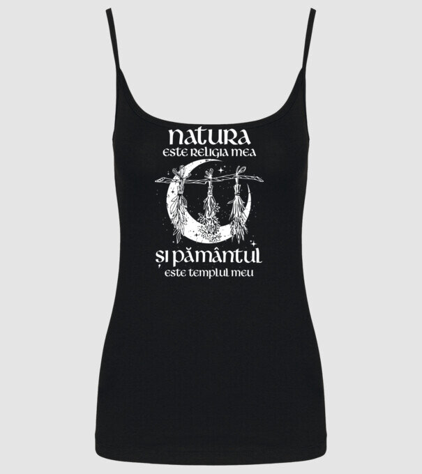 Natura este religia mea model negru pe tricou