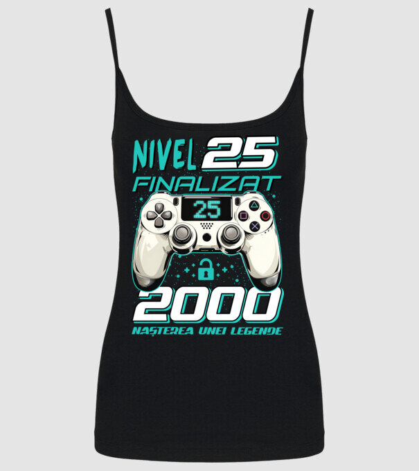 Nivel finalizat 25 2000 model negru pe tricou