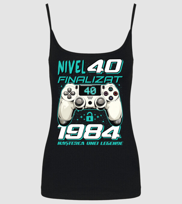 Nivel finalizat 40 1985 model negru pe tricou