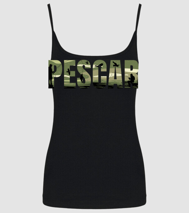 PESCAR model negru pe tricou